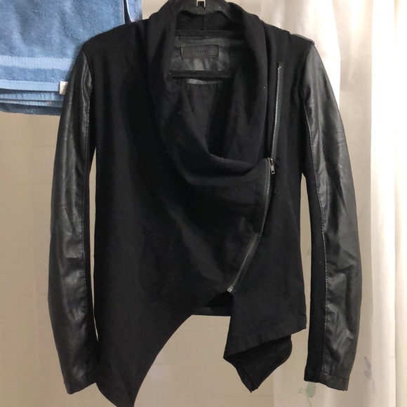 Fabric / Leather Drape Jacket - Picture 3 of 6
